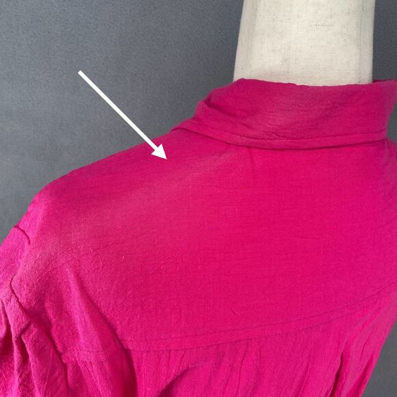 Vtg 80s 90s Two Potato Button Down Tie Back Short Sleeve Maxi Dress S Pink NOS - Picture 10 of 16